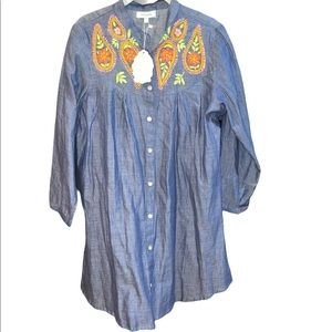 Velzera Boho‎ Embroidered flowers and leaves Dress size large